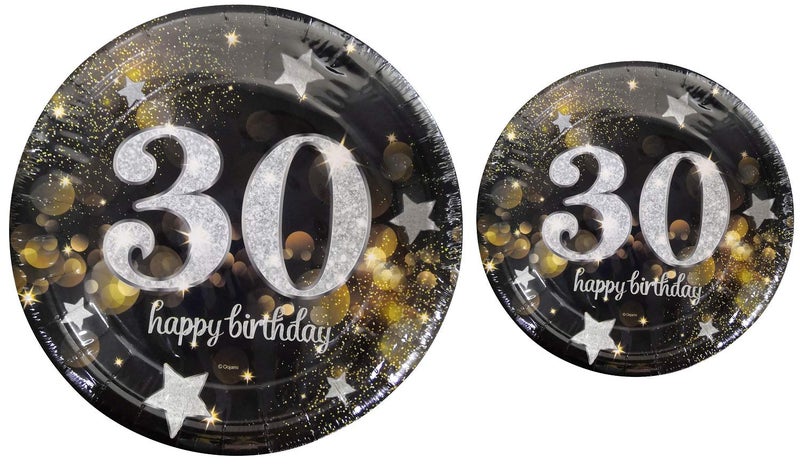 Oojami 120-Piece 30th Birthday Party Pack â€“ Serves 30 Includes 9" Dinner Plates, 7" Dessert Plates 12oz Cups & 3-Ply Napkins Complete Disposable Tableware Set for 30th Birthday Celebrations - Image 4